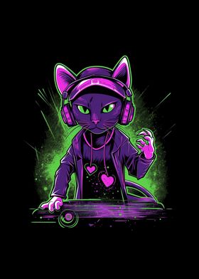 Cat DJ Turntable Deejay