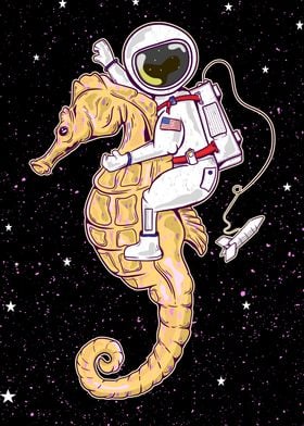 Astronaut and seahorse