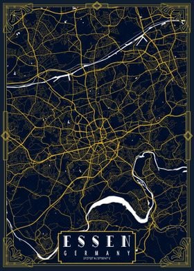 Essen City Map Gold