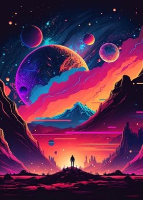 Reaching Outer Space' Poster, picture, metal print, paint by seam less, Displate