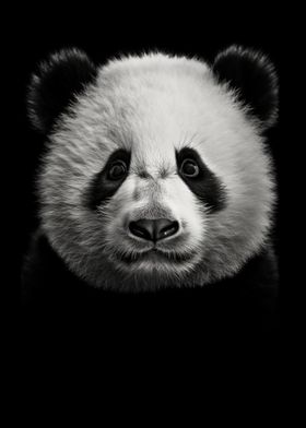 Black and White Panda Face