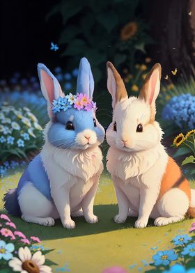 Cute floral bunnies