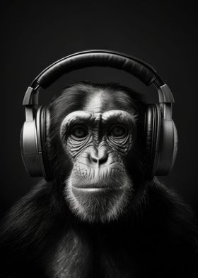 Chimp With Headphones