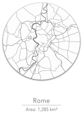 Rome white round map