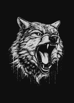 extrema wolf head line art