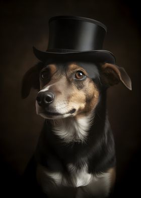 Dog  with top Hat