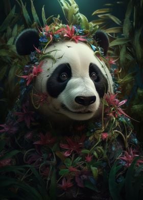 Panda Flowers Plants Magic