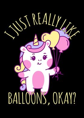 Unicorn likes balloons