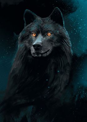 Black Wolf painting