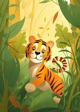 Baby tiger in jungle