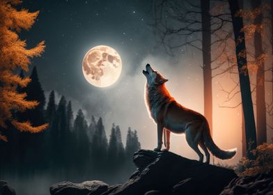 Wolf standing on hill