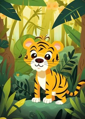 Baby tiger in jungle