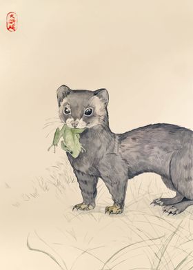 Watercolor Ferret Painting