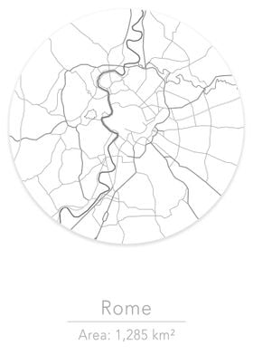 Rome white round map