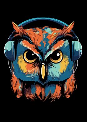 Mad Owl with Headphone