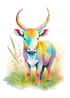 Watercolor cow