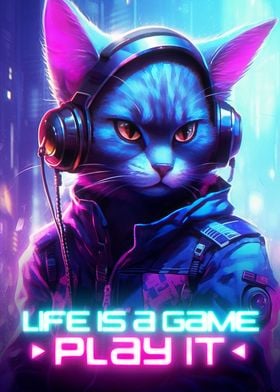 Cat Gaming Life Is A Game