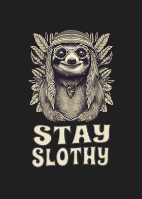 Stay Slothy Funny Hippie