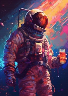 astronaut with a beer