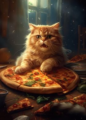 Cat With Pizza