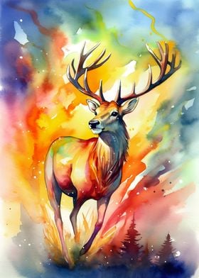 Deer colorful painting