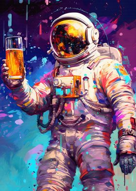 astronaut with a beer