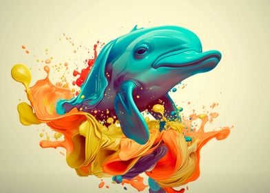 Cartoon style of dolphin