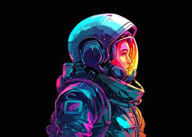 cyberpunk female astronaut
