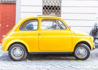 Vintage yellow car in Rome