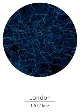 London blue round map