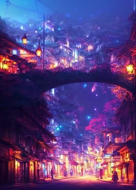 Fantasy colorful city 