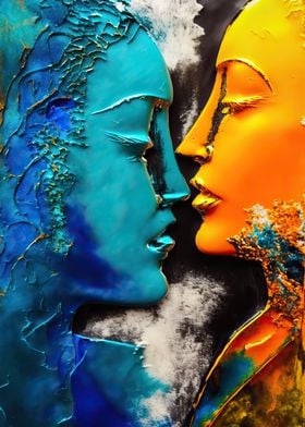 Two Lovers Blue and Orange