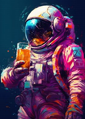 astronaut with a beer