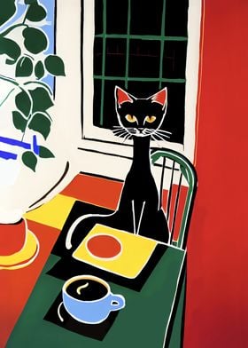 Mid Century Coffee Cat