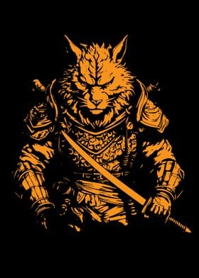 wolf samurai orange