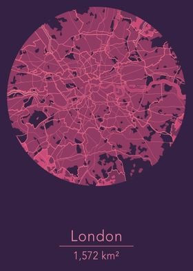 London purple round map