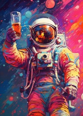 astronaut with a beer