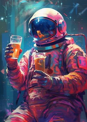 astronaut with a beer