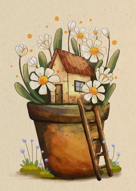 Potted Tiny House Daisy