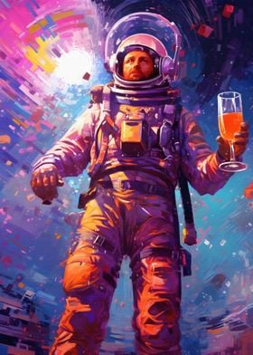 astronaut with a beer