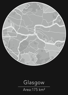 Glasgow gray round map