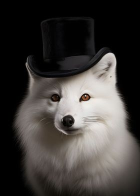 Arctic Fox with top Hat