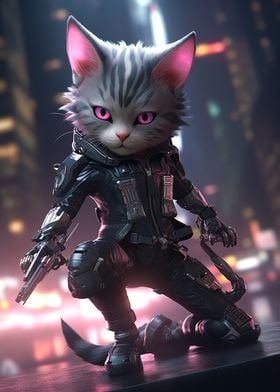 Futuristic Cyberpunk Cat