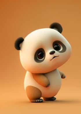 Cute baby white panda