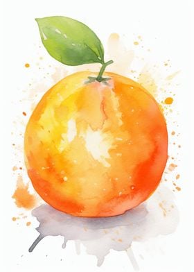 Orange Fruit Watercolor