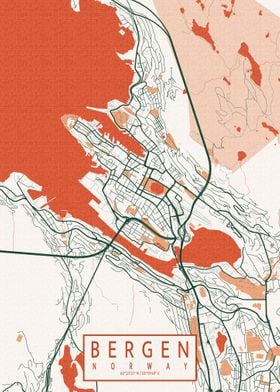 Bergen City Map Bohemian