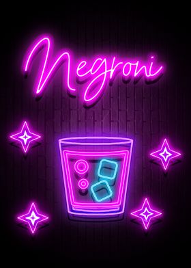 Negroni Cocktail Neon