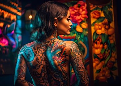 Colorful tattoed Latina