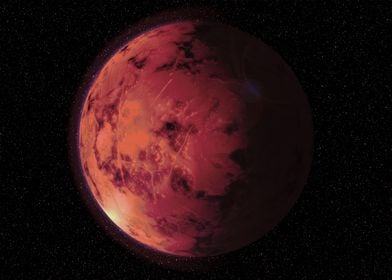 Warm red fantasy planet 