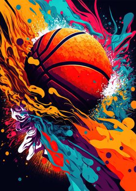 basketball with splashes 